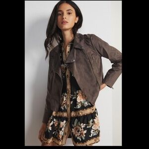Anthropologie NWT Hutch Faux Suede Moto Jacket Size S.